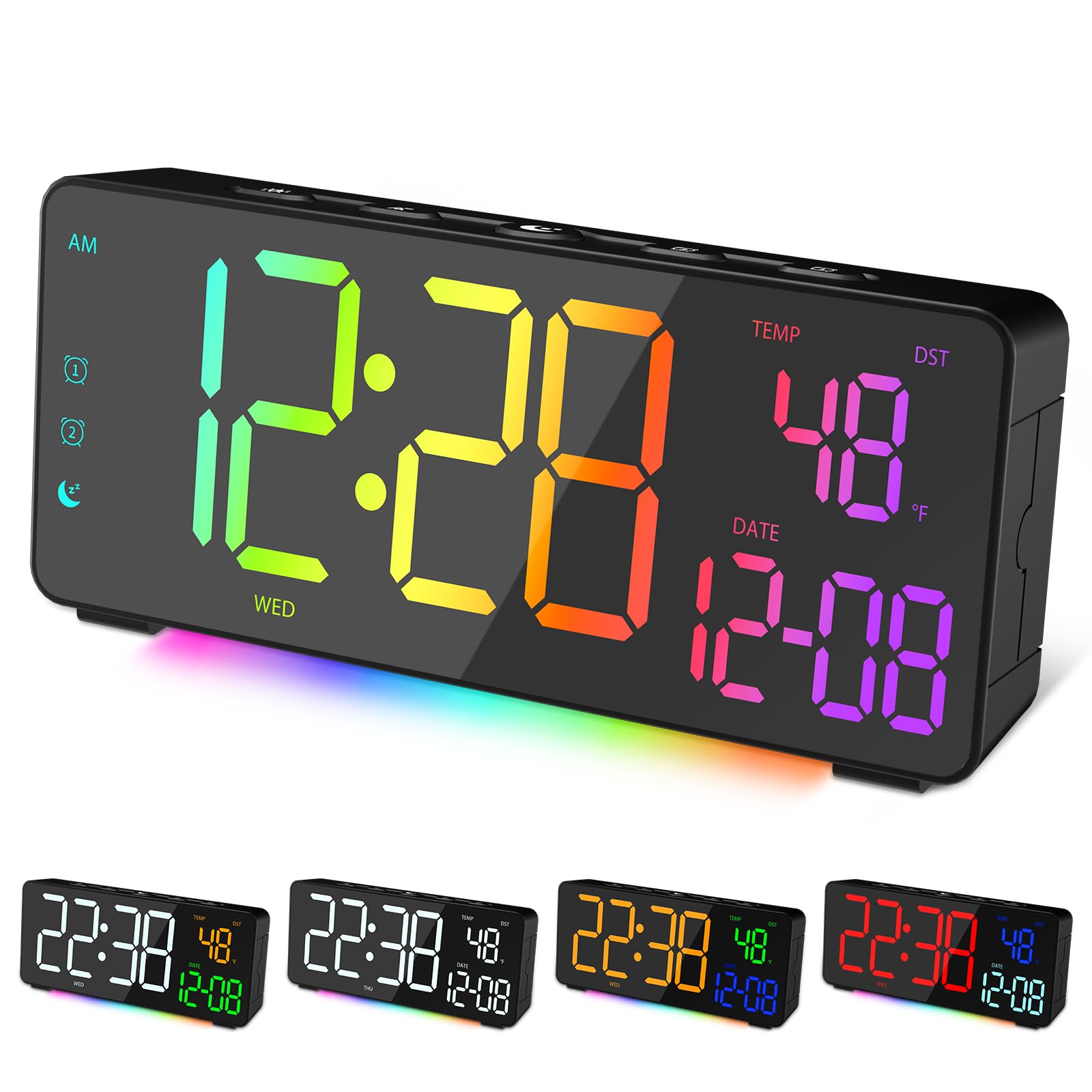 Amazon.com: EVILTO Digital Alarm Clocks for Bedrooms, RGB Desk